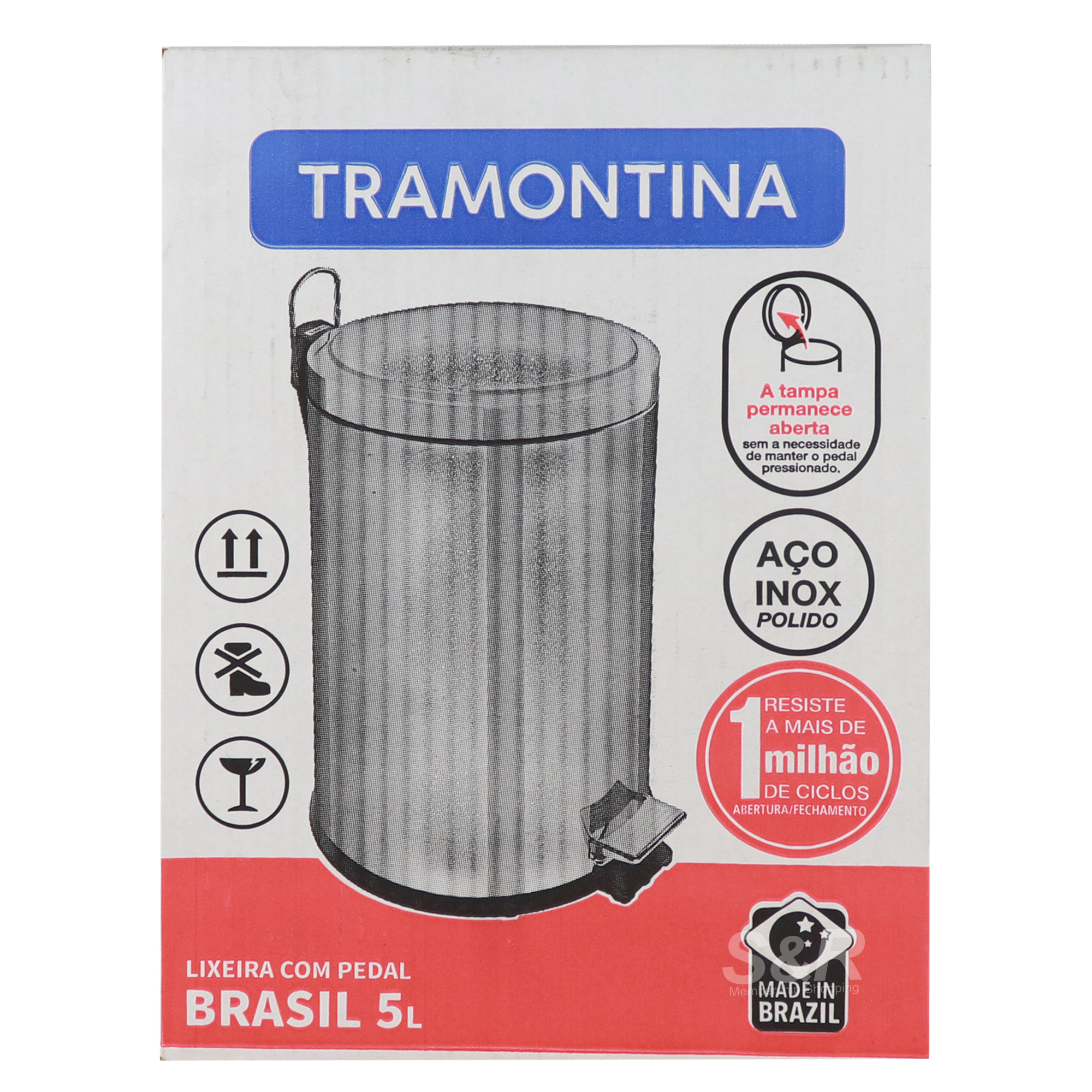 Tramontina Pedal Trash Bin 1pc Tramontina Pedal Trash Bin 1pc